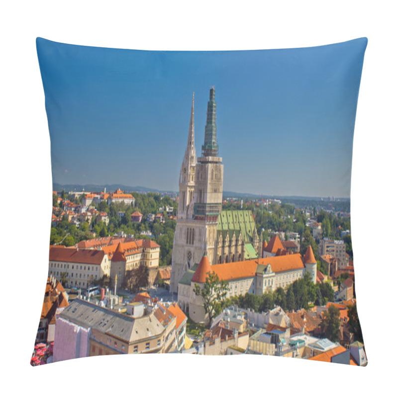 Personality  Zagreb cathedral panoramic aerial view pillow covers