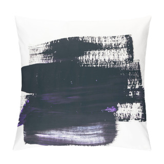 Personality  Abstract Painting With Dark Purple And Black Brush Strokes On White Pillow Covers