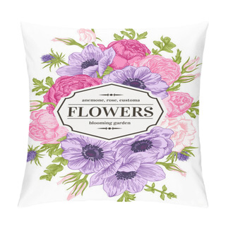 Personality  Wedding Card With Flowers. Pillow Covers