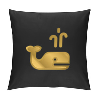 Personality  Blue Whale Gold Plated Metalic Icon Or Logo Vector Pillow Covers