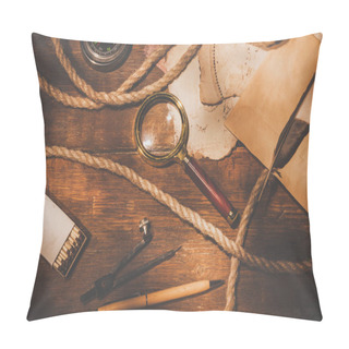 Personality  An Old Brass Compass On Map Pillow Covers