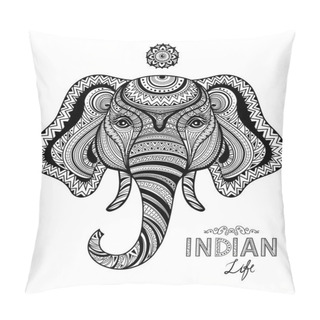 Personality  Zentangle Style Monochrome Sketch Elephant Pillow Covers