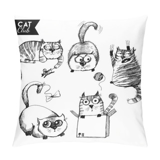 Personality  Set Of Funny Cats Characters Pillow Covers