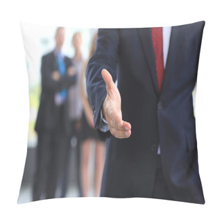 Personality  A Business Man With An Open Hand Pillow Covers