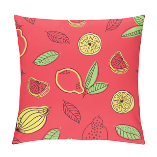 Personality  Cute Seamless Pattern With Lemons. Sketch With Lemons, Summer Vector Illustration, Template. Pillow Covers