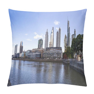 Personality  BUENOS AIRES, ARGENTINA - JANUARY 22, 2018: View At Puente De La Mujer Bridge In Buenos Aires, Argentina. Bridge Was Designed By Santiago Calatrava And Opened At 2001. Pillow Covers