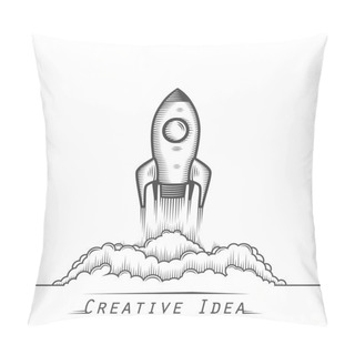 Personality  Space Rocket Launch Tattoo Pillow Covers