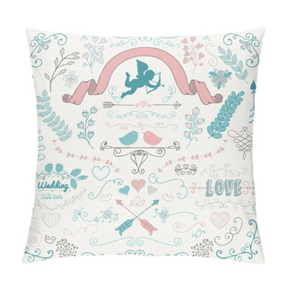 Personality  Vector Hand Sketched Rustic Flourish Design Elements Pillow Covers