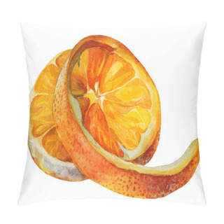 Personality  Watercolor Citrus Orange Slice Isolated On White Background. Hand-drawn Food Object For Menu, Sticker, Wrapping, Card, Wallpaper Pillow Covers