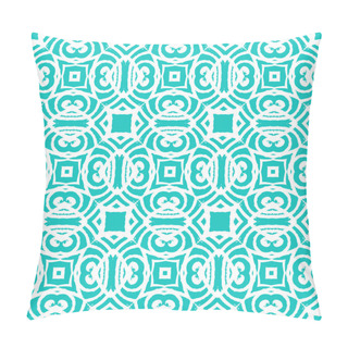 Personality  Vintage Vector Art Deco Pattern In Aqua Blue Pillow Covers
