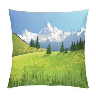 Personality  Mountain Landscape With Meadow Pillow Covers