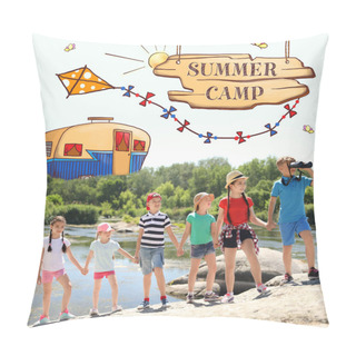 Personality  Children At Summer Camp. Illustrations On Background Pillow Covers