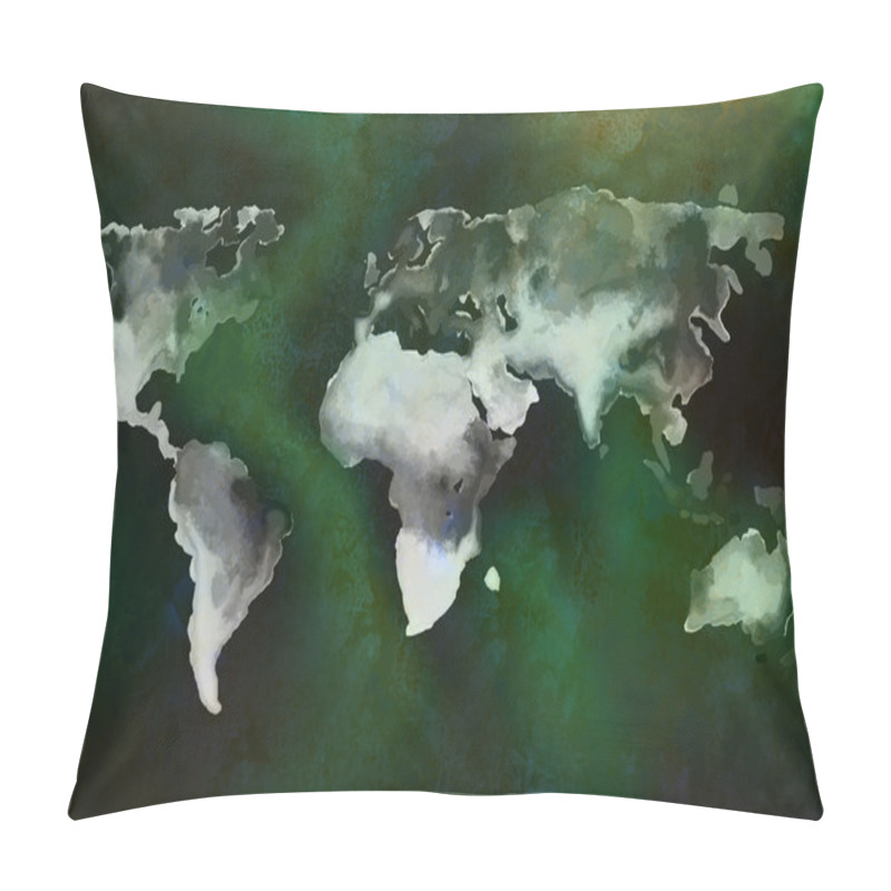 Personality  Watercolor World Map Pillow Covers
