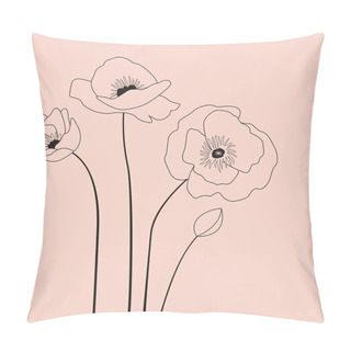 Personality  Poppy Flowers On Pink Background Pillow Covers