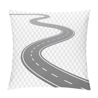 Personality  Vector Curved Road With White Middle Line In Perspective View Pillow Covers