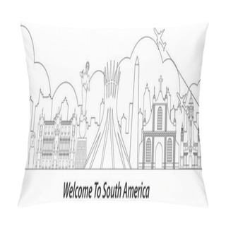 Personality  Asia Top Famous Landmark Outline Style,text Within,travel And Tourism,vector Illustration Pillow Covers