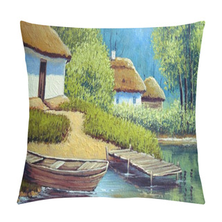 Personality  Beautiful Landscape Of Old Ukrainian Village With Pastoral Fields And Huts  Pillow Covers