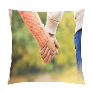 Personality  Couple Holding Hands In The Park Pillow Covers