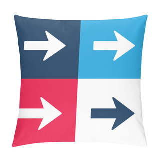 Personality  Arrow Pointing To Right Blue And Red Four Color Minimal Icon Set Pillow Covers