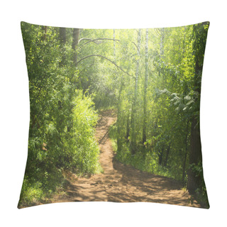 Personality  The Path In The Forest Going Down And The Bright Rays Of The Sun Illuminating The Road Pillow Covers
