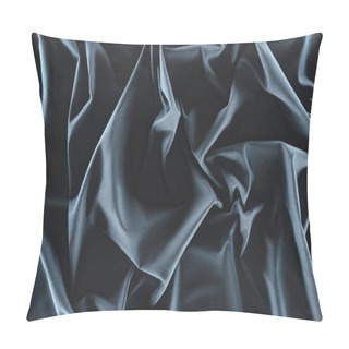 Personality  Close Up View Of Crumpled Dark Blue Silk Fabric As Background Pillow Covers