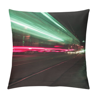 Personality  Long Exposure Of City Street With Colorful Blurred Lights Pillow Covers