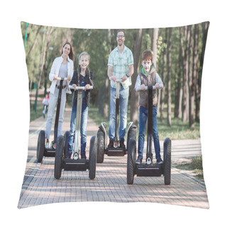 Personality  Happy Family Riding Electric Scooters In The Park Pillow Covers