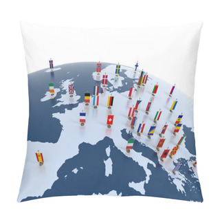 Personality  European Continent Marked With Flags Pillow Covers