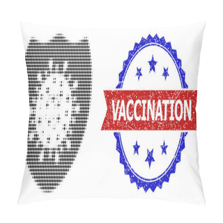 Personality Halftone Virus Shield Icon And Distress Bicolor Vaccination Stamp Pillow Covers