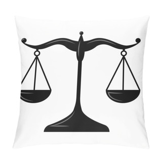 Personality  Scales Of Justice. Black And White, Monochrome Icon.Concept Of Justice.Vector Illustration. Pillow Covers