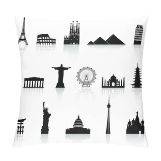 Personality  Vector Famous Monument Icons Set Pillow Covers