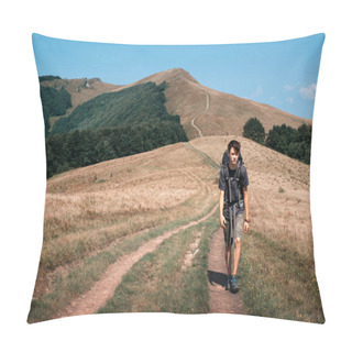 Personality  Alone Tourist Hiking In The Mountains Pillow Covers