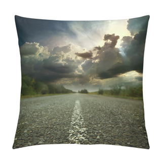 Personality  Asphalt Country Road And A Grand Sunset Pillow Covers