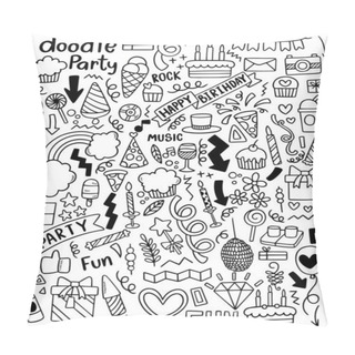Personality  0051 Hand Drawn Party Doodle Happy Birthday Pillow Covers
