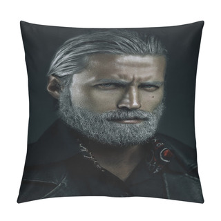 Personality  Gray Haired Man Portrait Pillow Covers