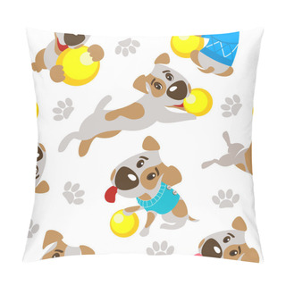Personality  Accessories For Dogs. Seamless Pattern. Funny Dog Jack Russell Terrier. Pillow Covers