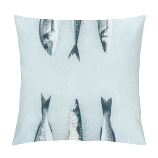 Personality  Top View Of Assorted Uncooked Organic Sea Fish On Ice Pillow Covers