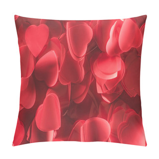 Personality  Close-up View Of Beautiful Decorative Red Heart Shaped Petals, Valentines Day Background   Pillow Covers