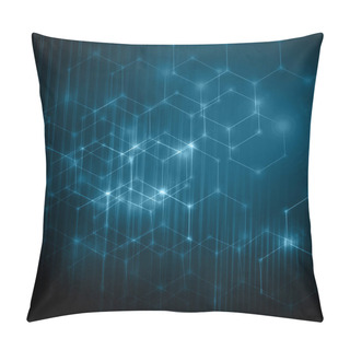 Personality  Abstract Background With Connected Lines And Dots For Your Design. Smooth Lines, Beautifully Intertwined, Shining Dots And Flashes On A Dark Background Pillow Covers