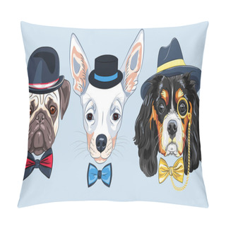 Personality Vector Set Of Cartoon Hipster Dogs Pillow Covers