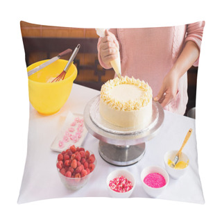 Personality  Woman Decorating Cake Pillow Covers