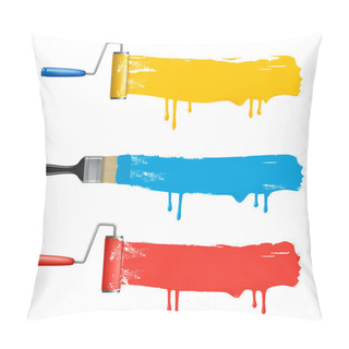 Personality  Set Of Colorful Paint Roller Brushes. Vector Illustration. Pillow Covers