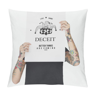 Personality  Woman Hands Holding Placard Pillow Covers