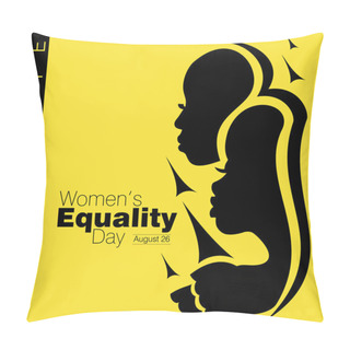 Personality  An Abstract Vector Illustration Of Two African American Women In Profile View On A Yellow Isolated Background For Women's Equality Day Pillow Covers