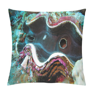 Personality  Coral Reef With Giant Clam On The Bottom Of Red Sea Pillow Covers