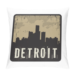 Personality  Grunge Vintage Stamp With Text Detroit Pillow Covers