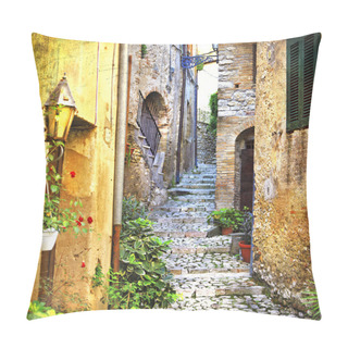 Personality  Charming Old Streets Of Mediterranean Pillow Covers