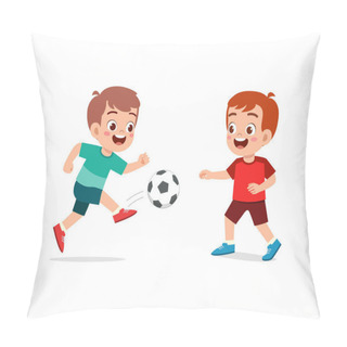 Personality  Little Kid Play Football Together With Friend Pillow Covers