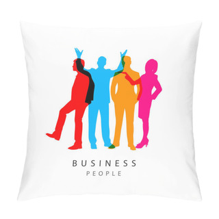 Personality  Business People As A Silhouette. Colorful Concept. Vector Pillow Covers