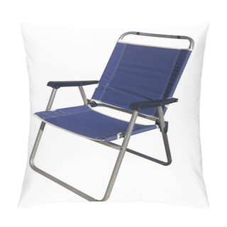 Personality  Blue Folding Chair Isolated On White Background. Clipping Path Included. Pillow Covers